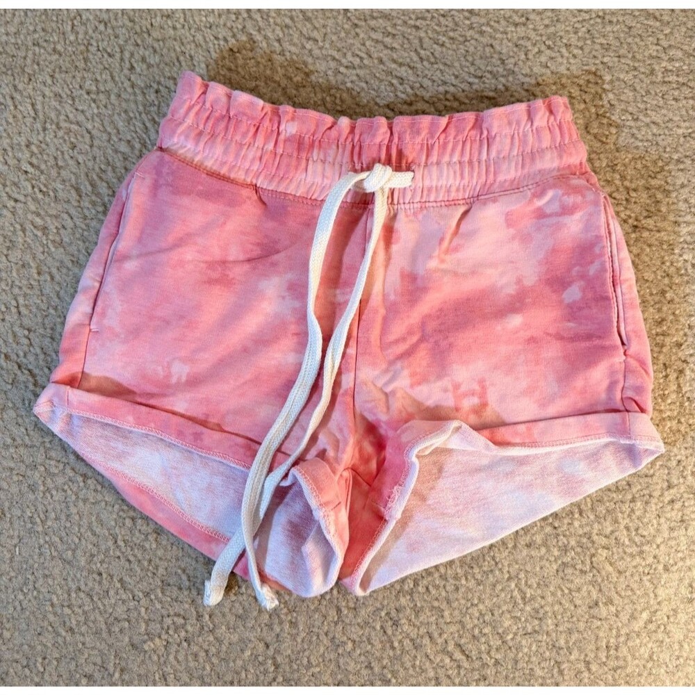 No Boundaries Y2K Pink White Tie Dye French Terry Lounge Shorts Juniors S